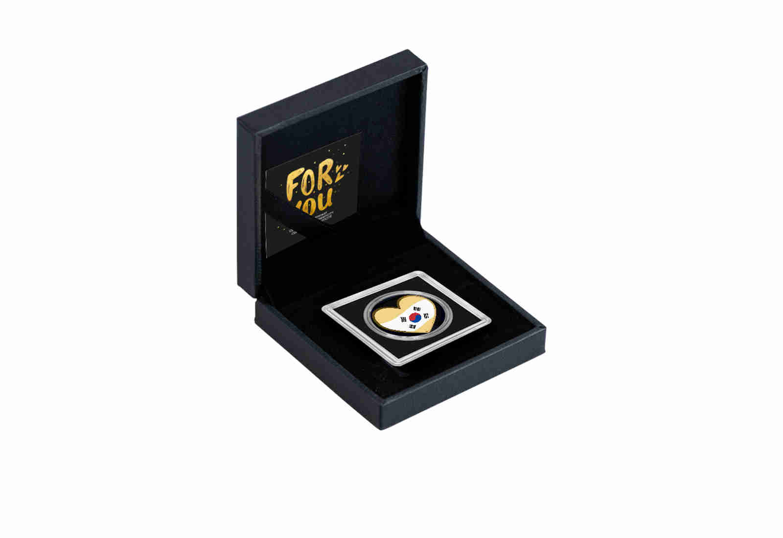 Goldmünze Motiv "Ein Herz für Südkorea" 999/1000 Gold im Geschenketui