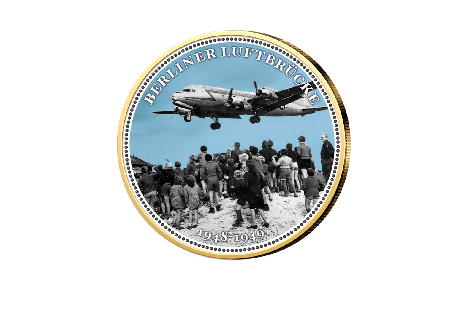 2 Euro vergoldet Berliner Luftbrücke mit Farbmotiv