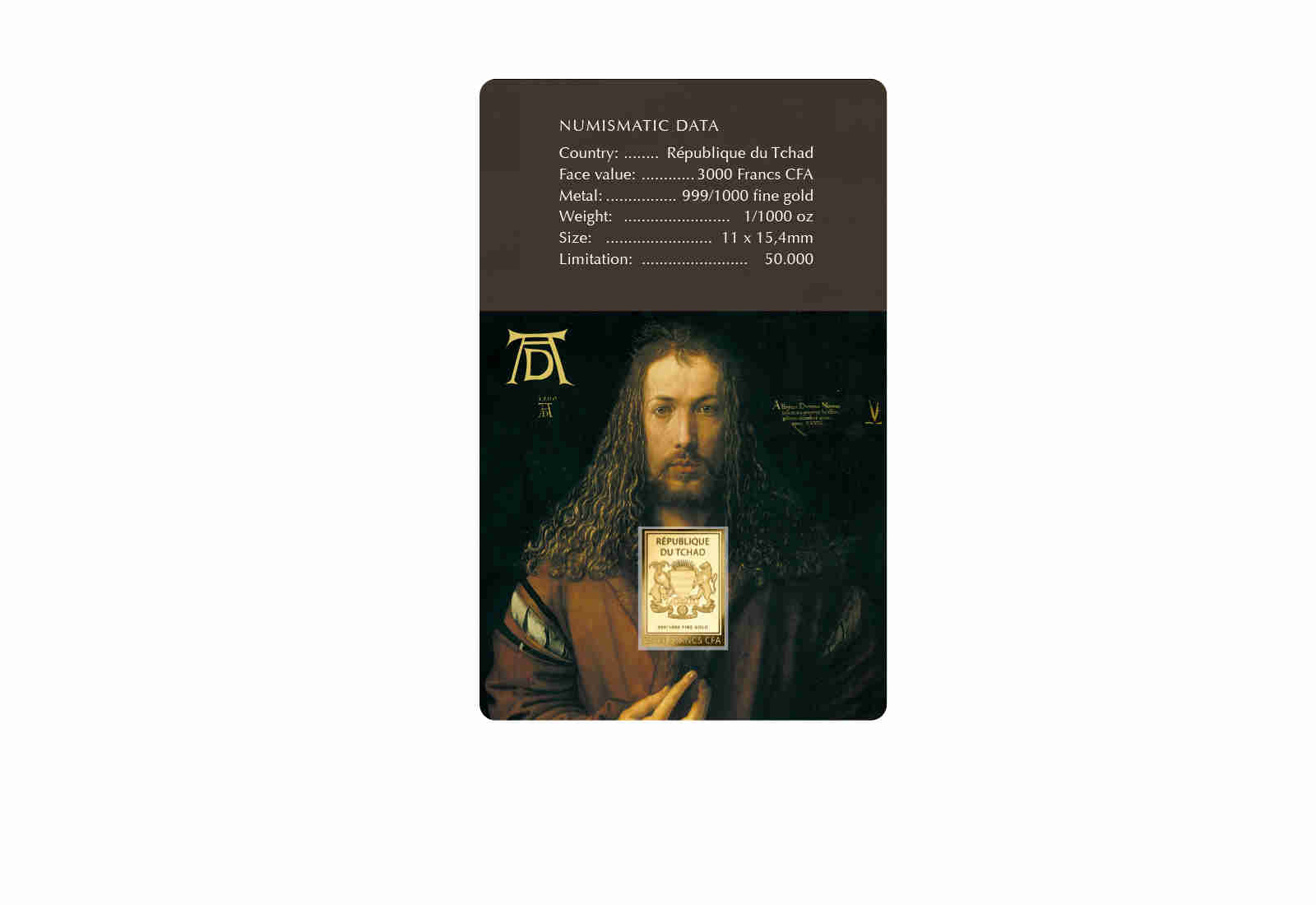 Goldmünze Motiv "Selbstbildnis von Albrecht Dürer" Coincard 999/1000 Gold Geschenk