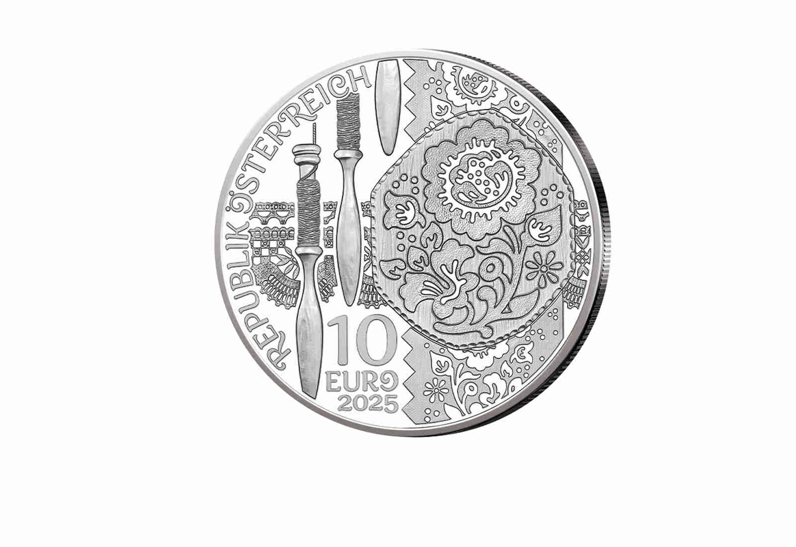 10 Euro Silbermünze 2025 Österreich Aufdirndln - Leinen PP