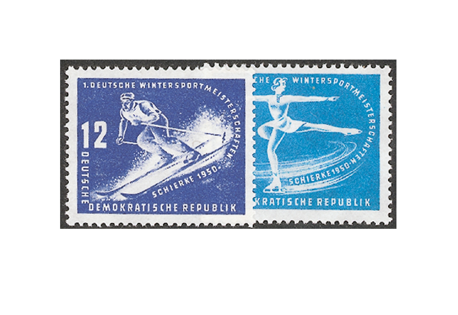 Briefmarke DDR Wintersportmeisterschaften 1950 Michel-Nr. 246-247 postfrisch