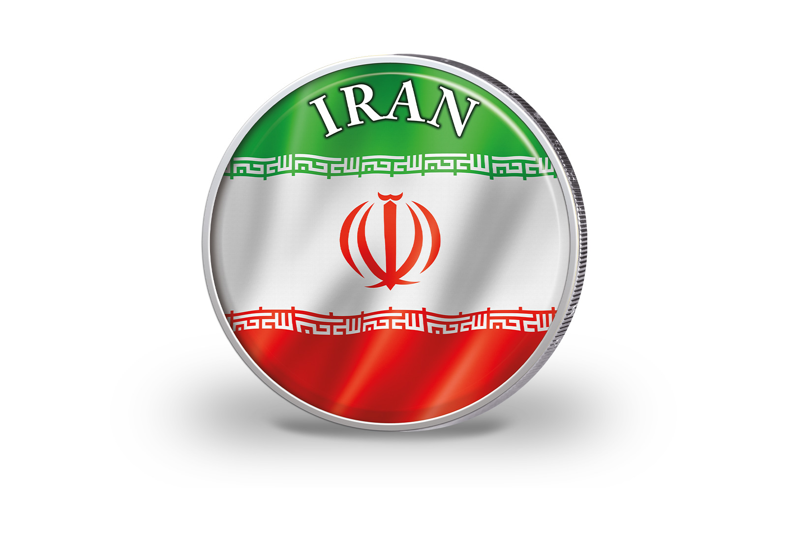 2 Euro vergoldet Iran Flagge mit Farbmotiv
