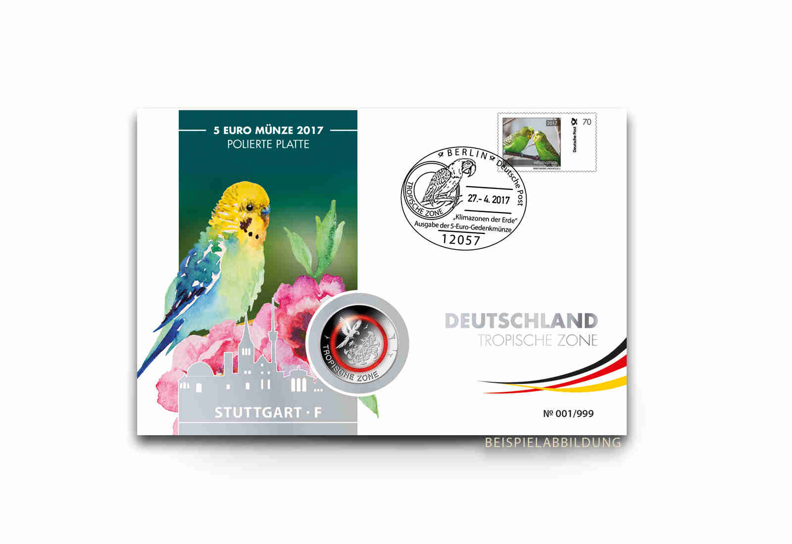 Kuvert für Numisbrief 5 Euro "Tropische Zone" 2017 PP Prägestätte unserer Wahl