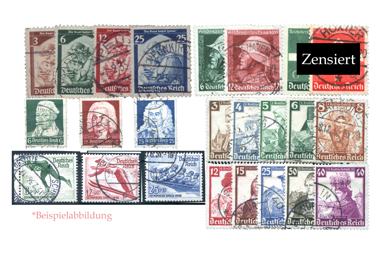 DR Jahrgang 1935 gest. MiNr 565-602 ohne Bl.3
