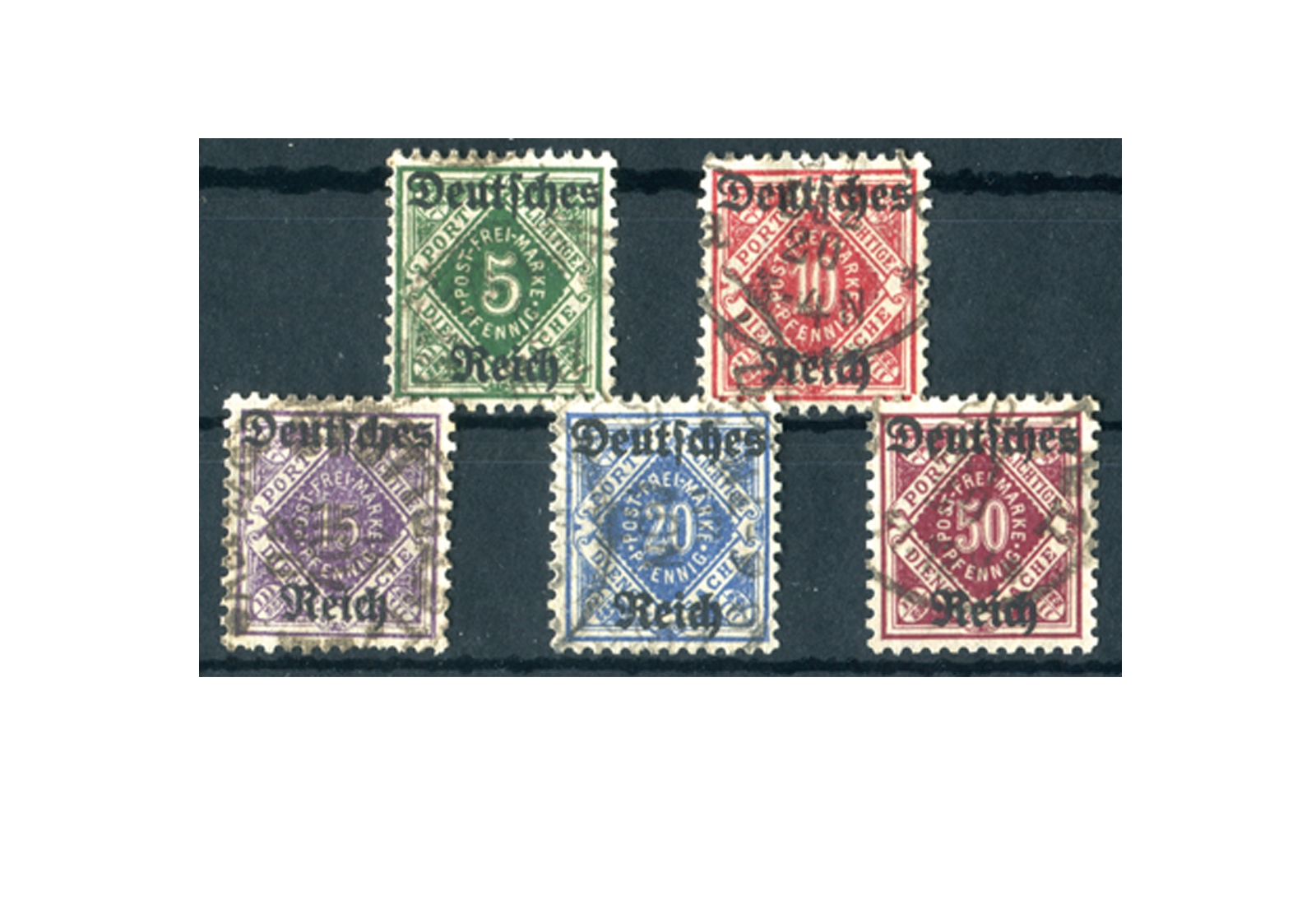 Deutsches Reich Mi. Nr. D 52/56 1920 gestempelt