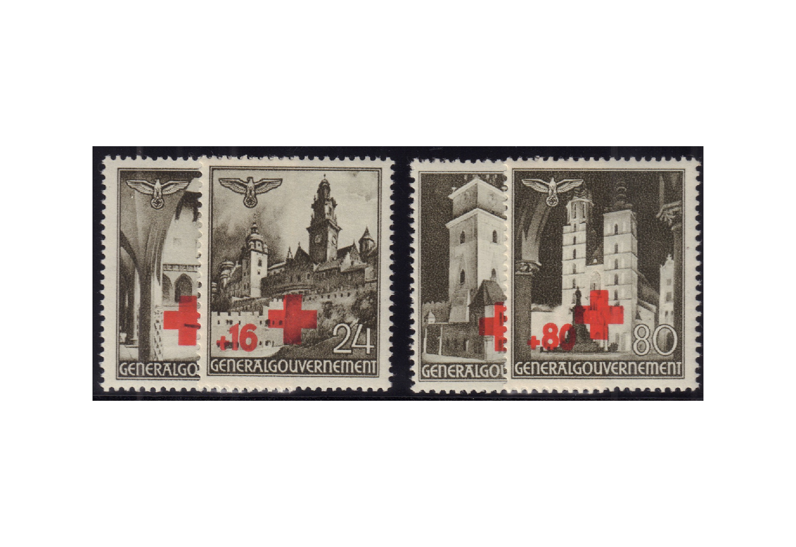 Generalgouvernement Freimarken: Rotes Kreuz 1940 Michel Nr. 52/55 postfrisch