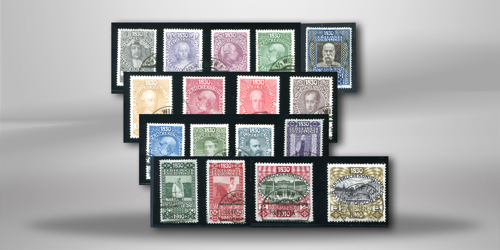 Briefmarken Österreich Sonderausgabe 1910 Michel-Nr. 161-177 Falz