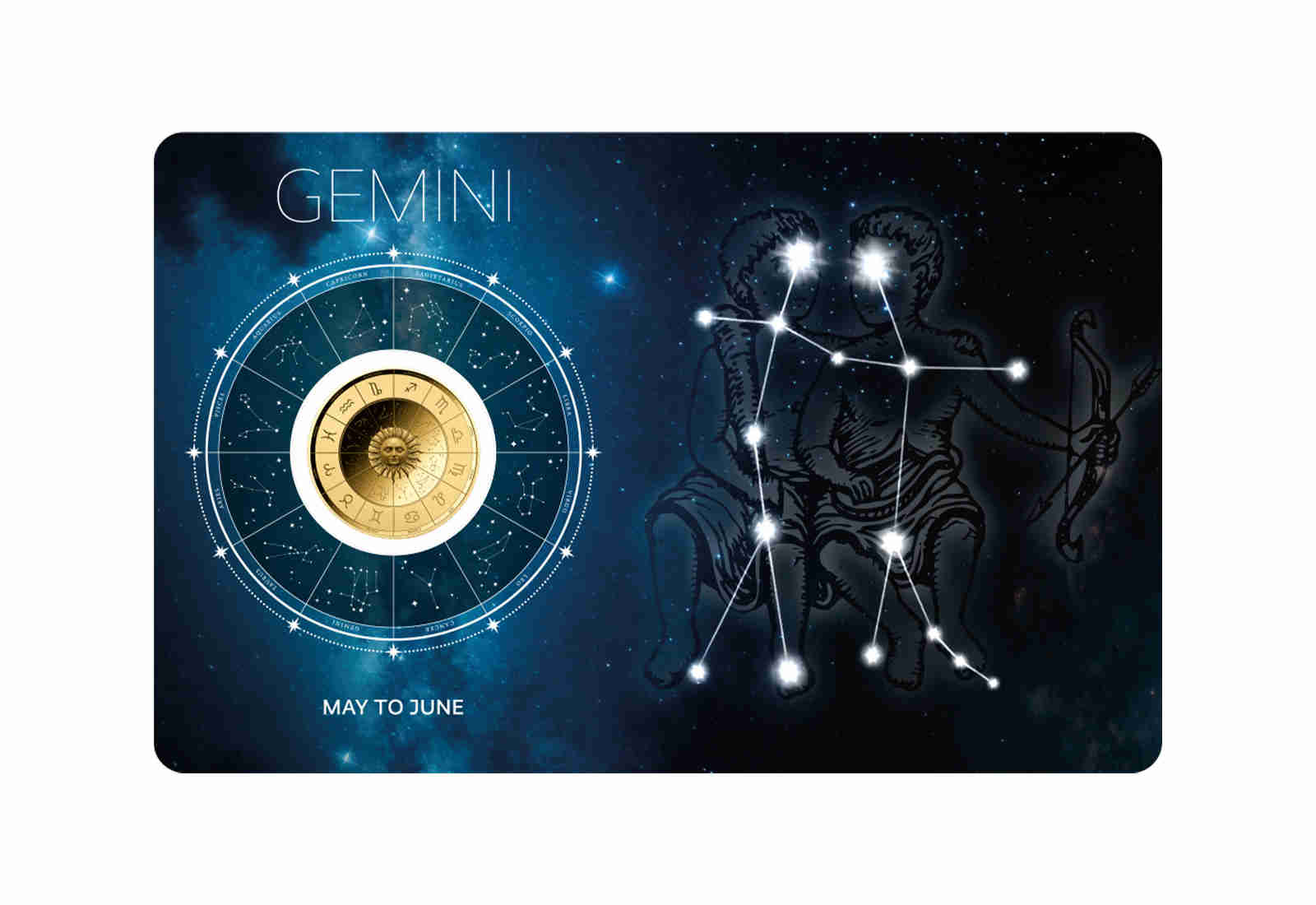 Goldmünze Sternzeichen Zwillinge Coincard 999/1000 Gold Geschenk