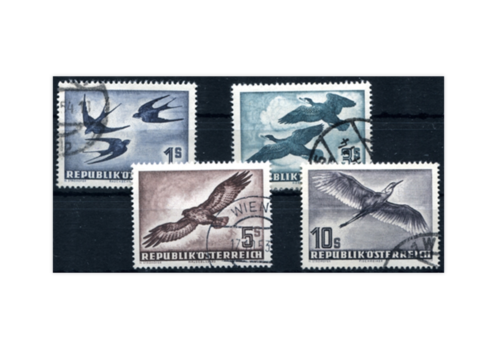 Österreich Vögel 1953 Michel Nr. 984/87 gest.