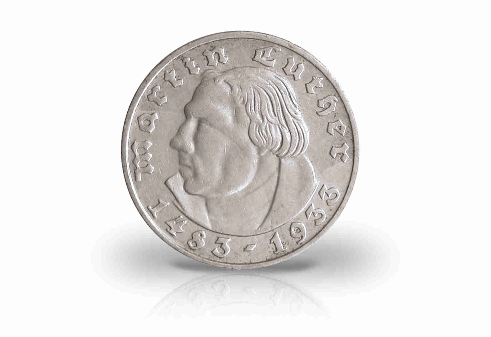 Drittes Reich 5 Mark 1933 Martin Luther Prägestätte J J. 353