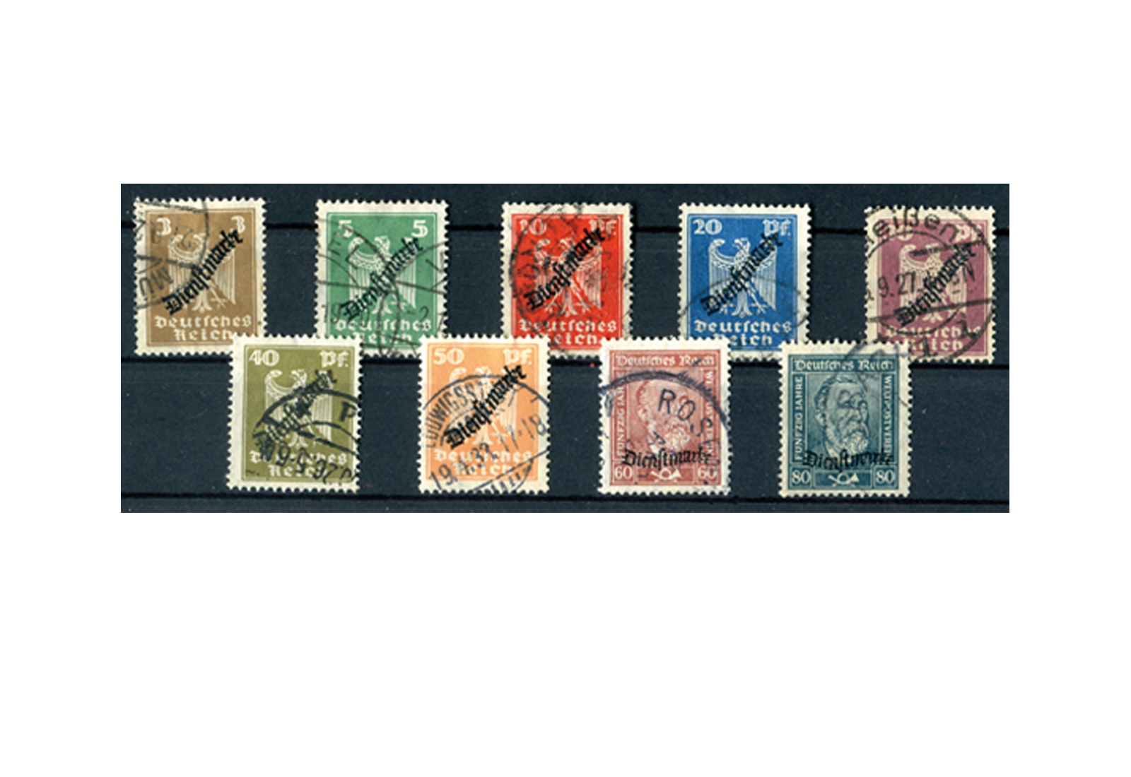 Deutsches Reich Mi. Nr. D 105/113 gestempelt Neuer Reichsadler und Heinrich von Stephan