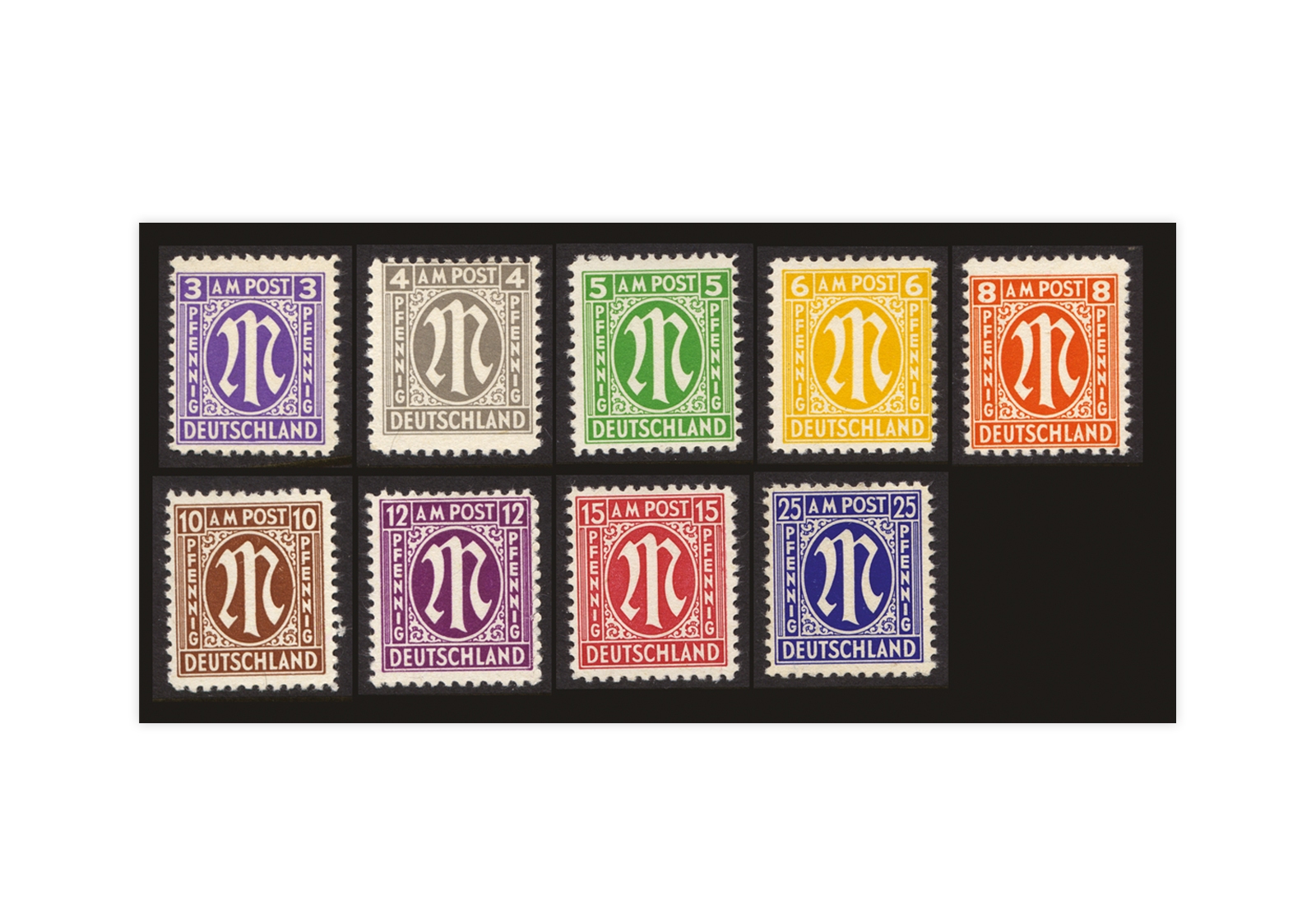 AM Post Mi.Nr. 1/9 gestempelt 9 Werte