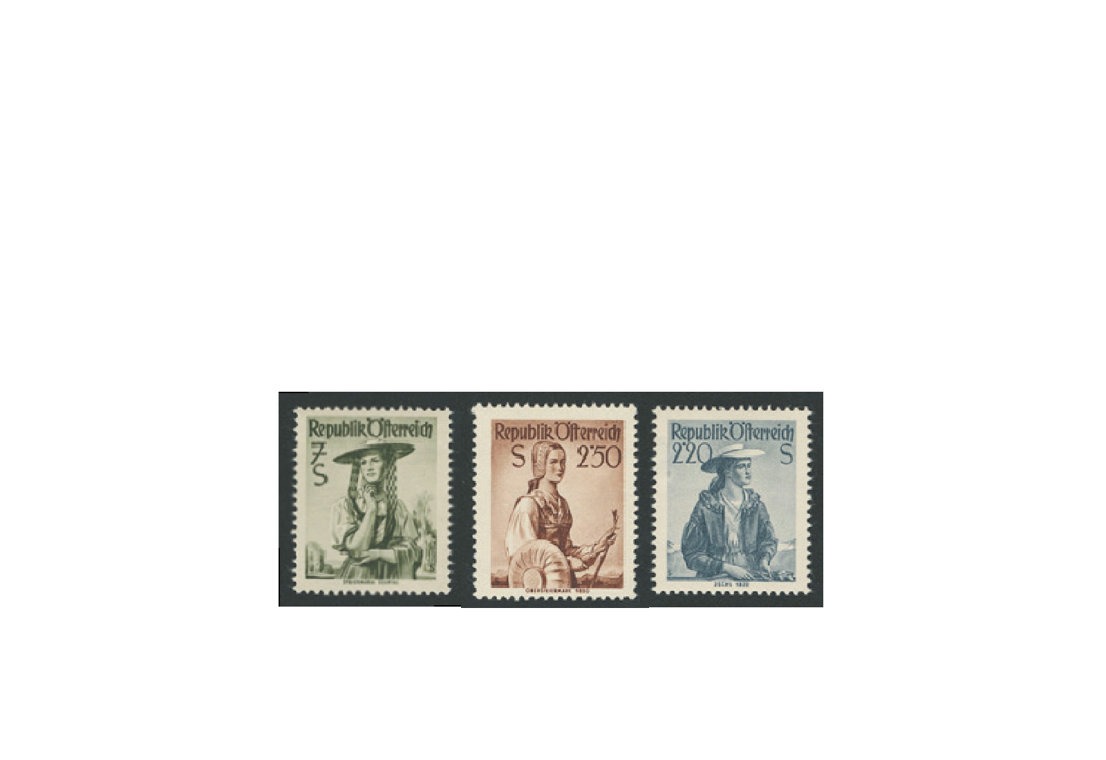 Briefmarken Österreich Trachten 1952 Michel-Nr. 978-980 postfrisch