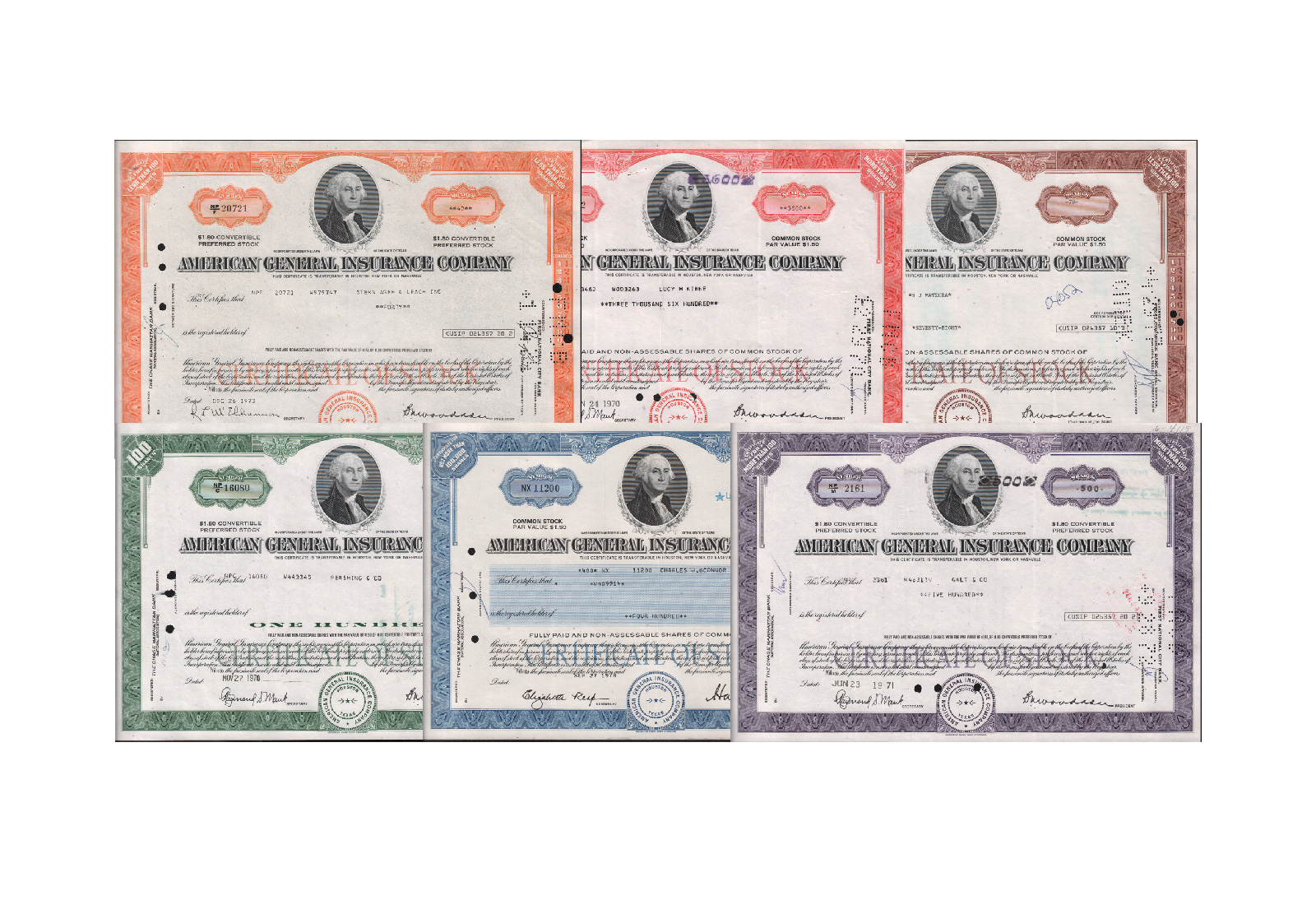 USA Aktien Lot 3 General Insurance Company George Washington