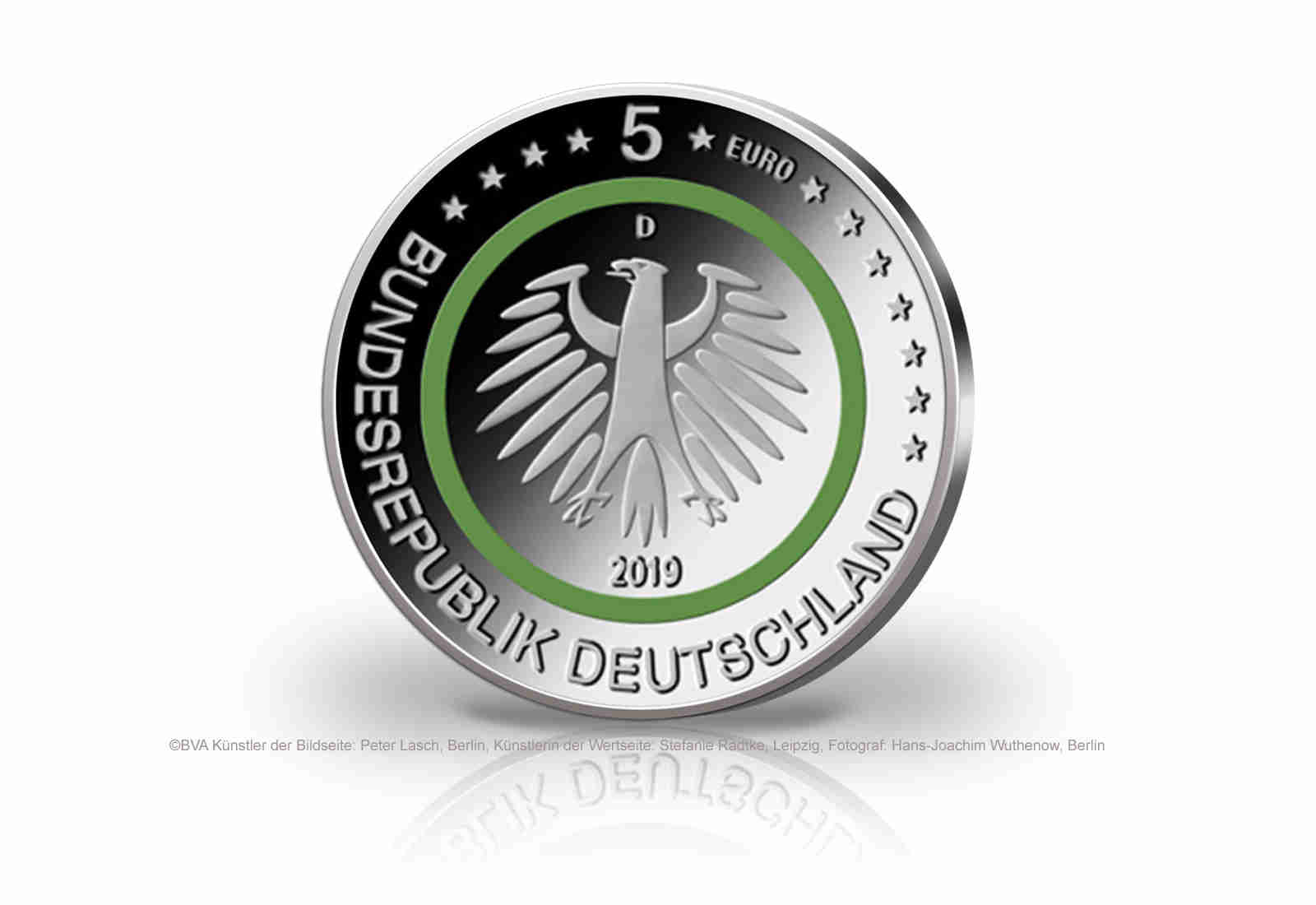 5 Euro 2019 Deutschland Gemässigte Zone mit Polymerring st Prägestätte unserer Wahl