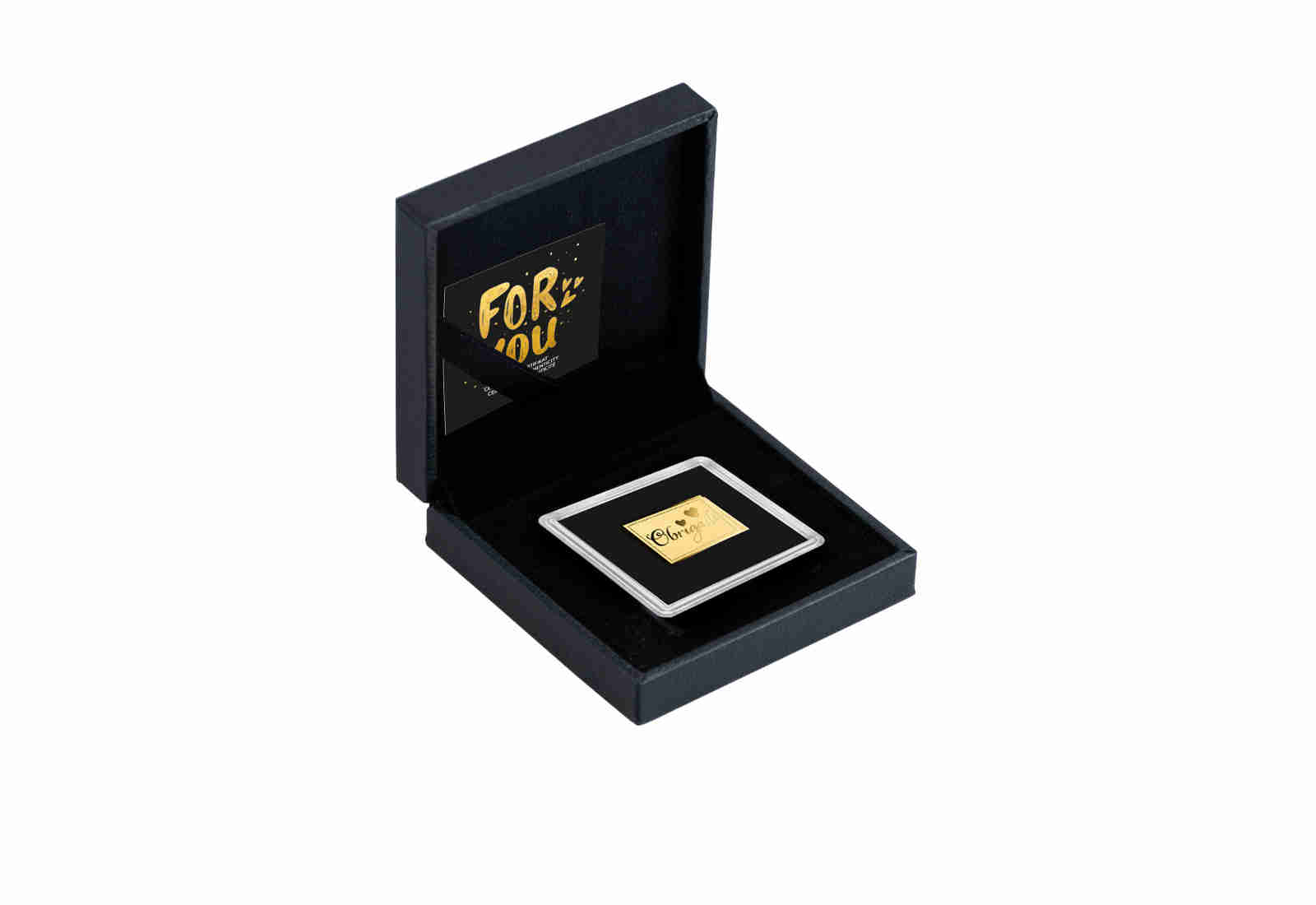 Goldmünze Motiv "Obrigado" 999/1000 Gold Geschenk