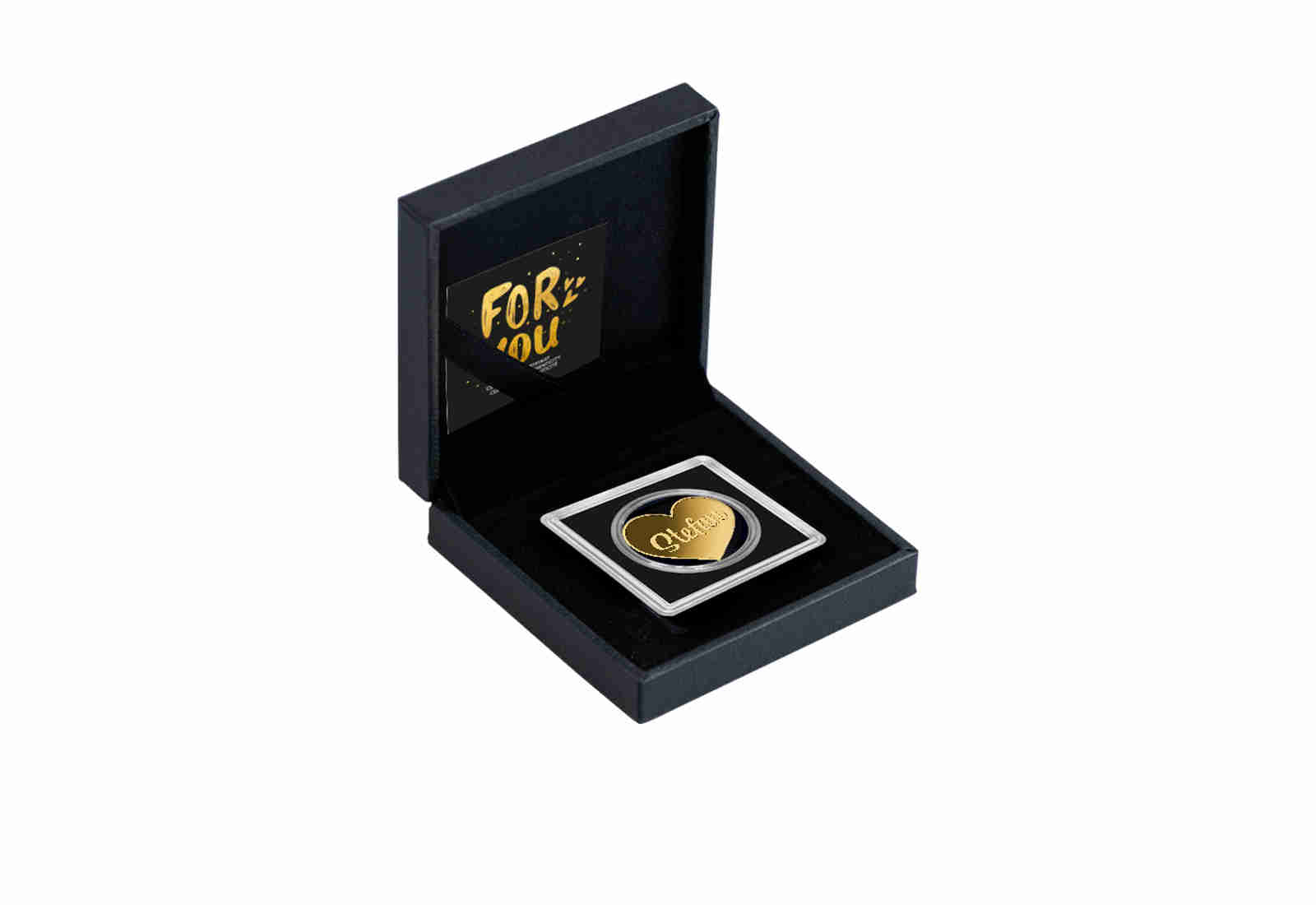 Goldmünze Motiv "Herz Stefan" 999/1000 Gold im Geschenketui