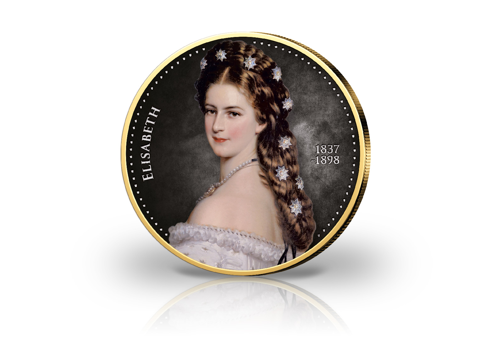 2 Euro Kaiserin Elisabeth Sissi mit Kaltemaille und 24 Karat Gold