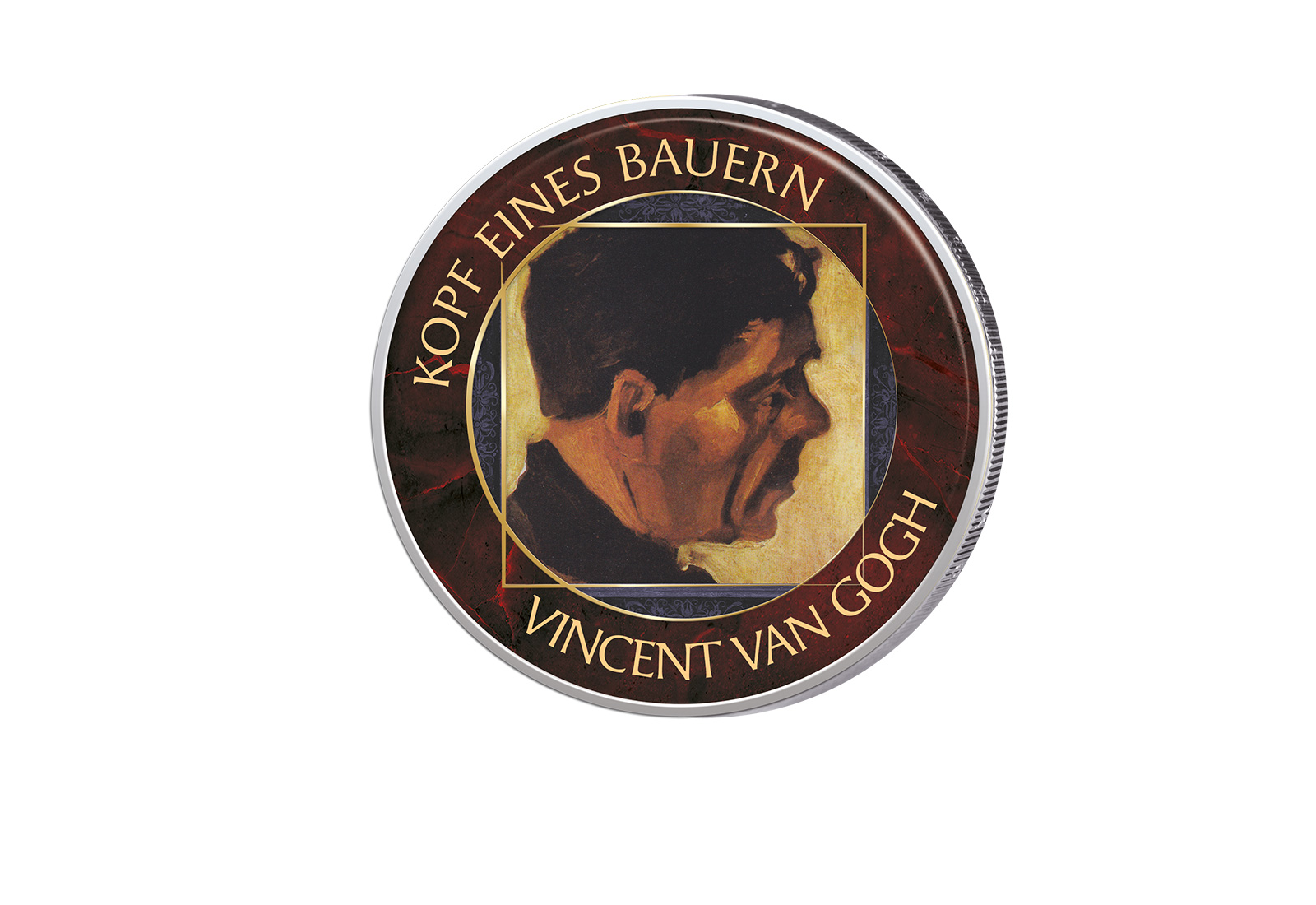 2 Euro mit Farbapplikation Kopf eines Bauern Van Gogh