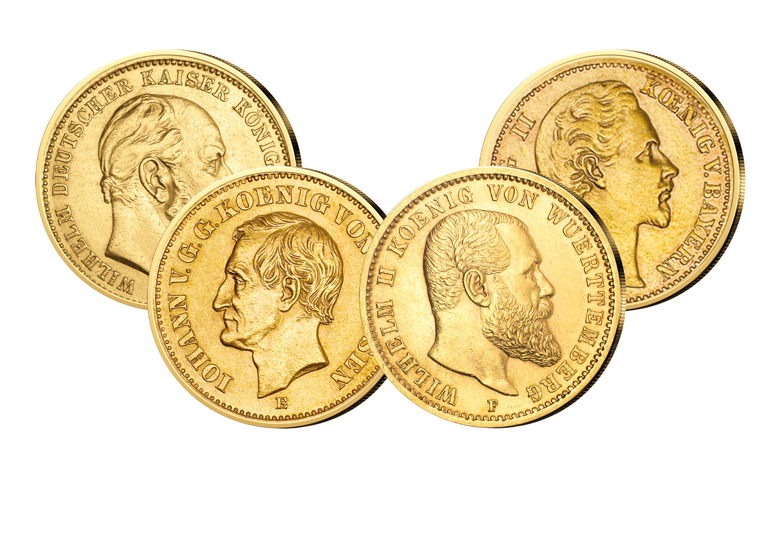 Deutsches Kaiserreich 4er Set 20 Mark Gold 1890-1914 (J.-Nr.: 194, 246, 259, 296)