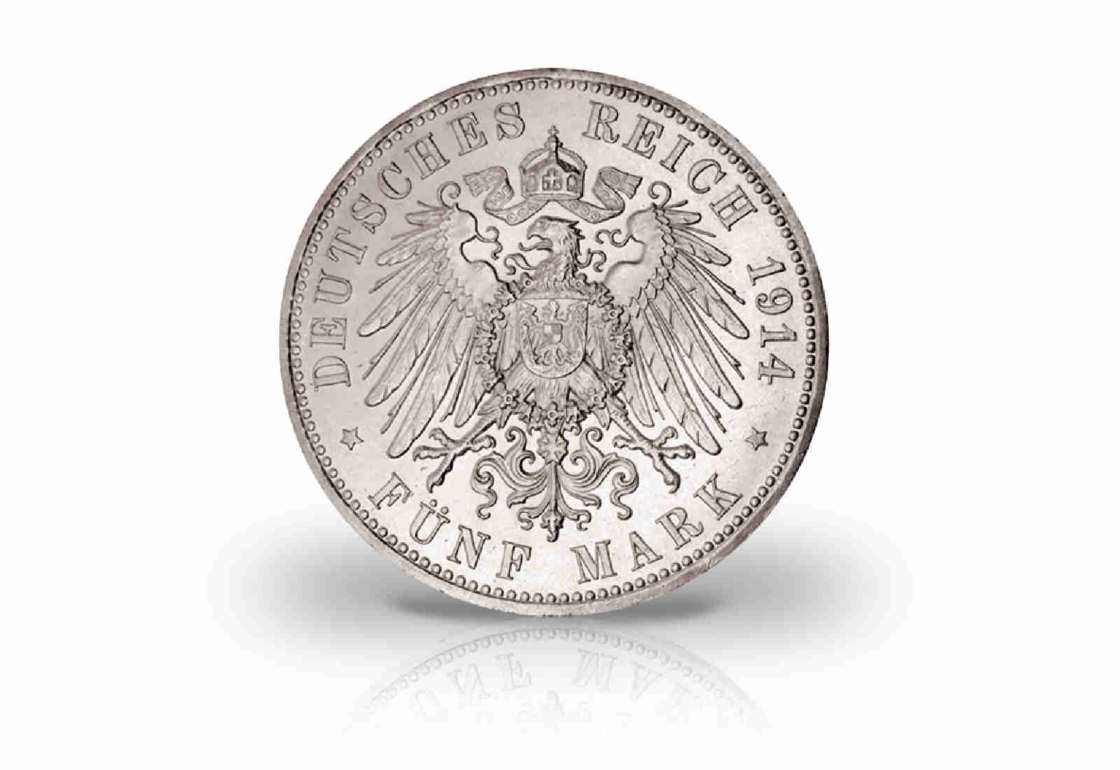 5 Mark 1914 Deutsches Kaiserreich Anhalt Silberne Hochzeit Jaeger-Nr. 25