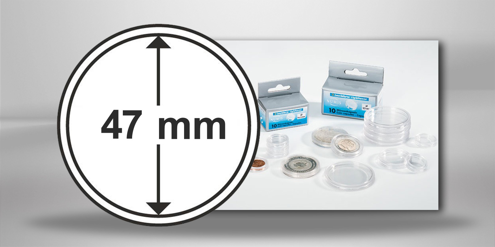 [47 mm] Leuchtturm Münzkapseln im 10er Pack
