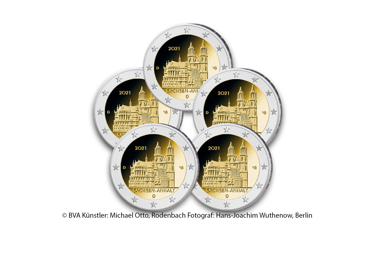 2 Euro 2021 Deutschland Sachsen-Anhalt Magdeburger Dom Prägest.A-J im Numisbrief