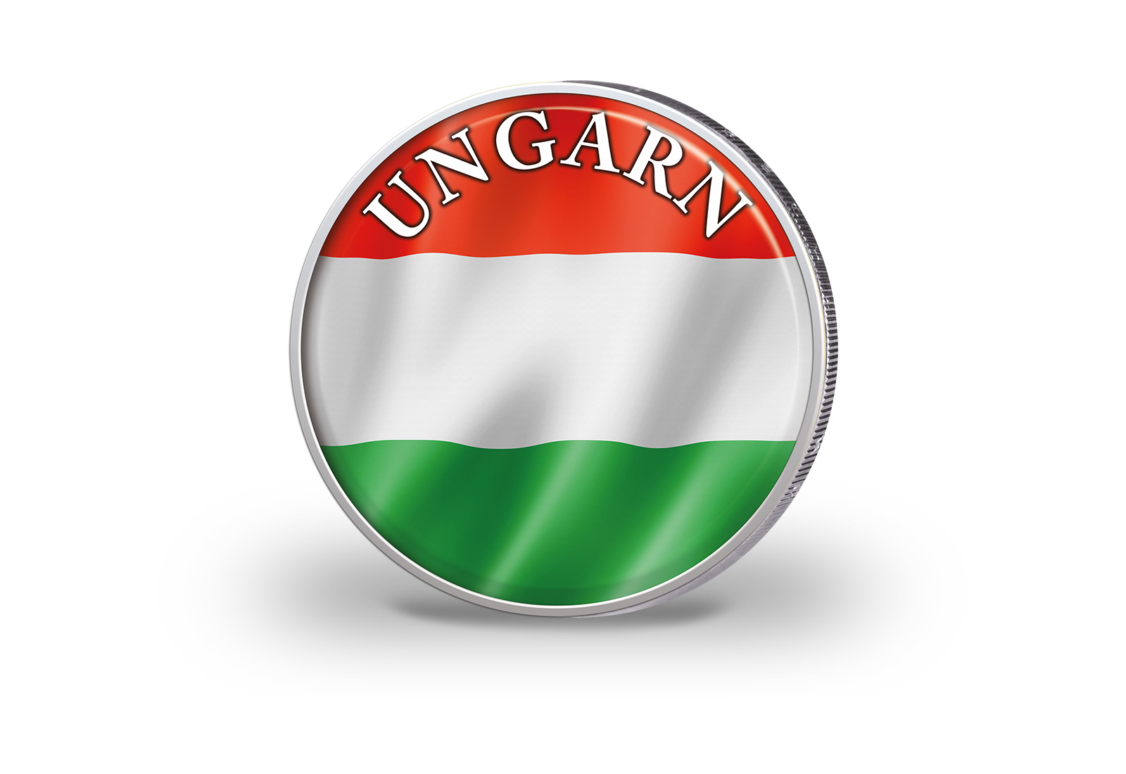 2 Euro vergoldet Ungarn Flagge mit Farbmotiv
