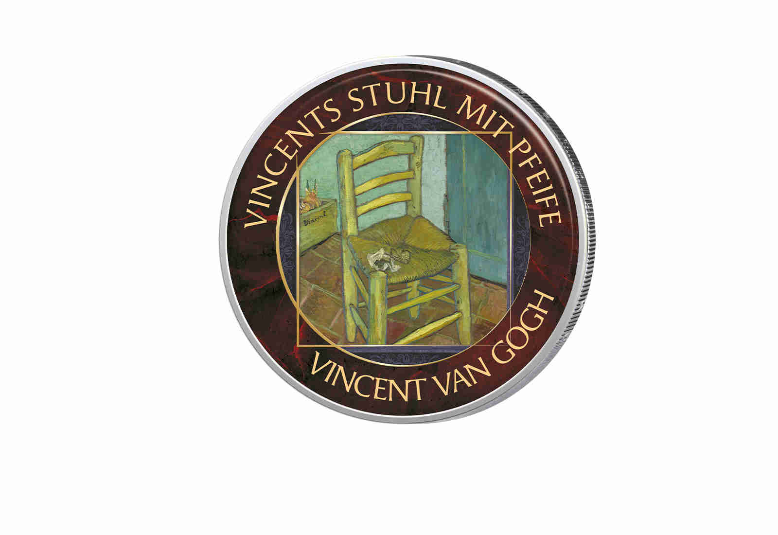 2 Euro mit Farbapplikation Vincents Stuhl mit Pfeife Van Gogh