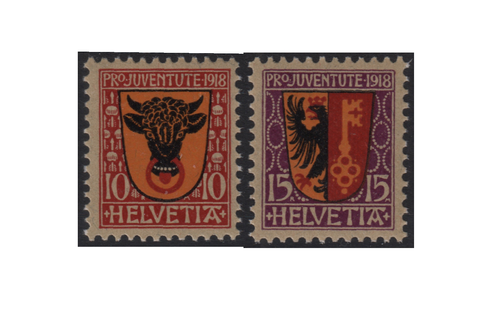 Schweiz Mi.Nr. 143/144 postfrisch Wappen 1918 ZNR 10/11