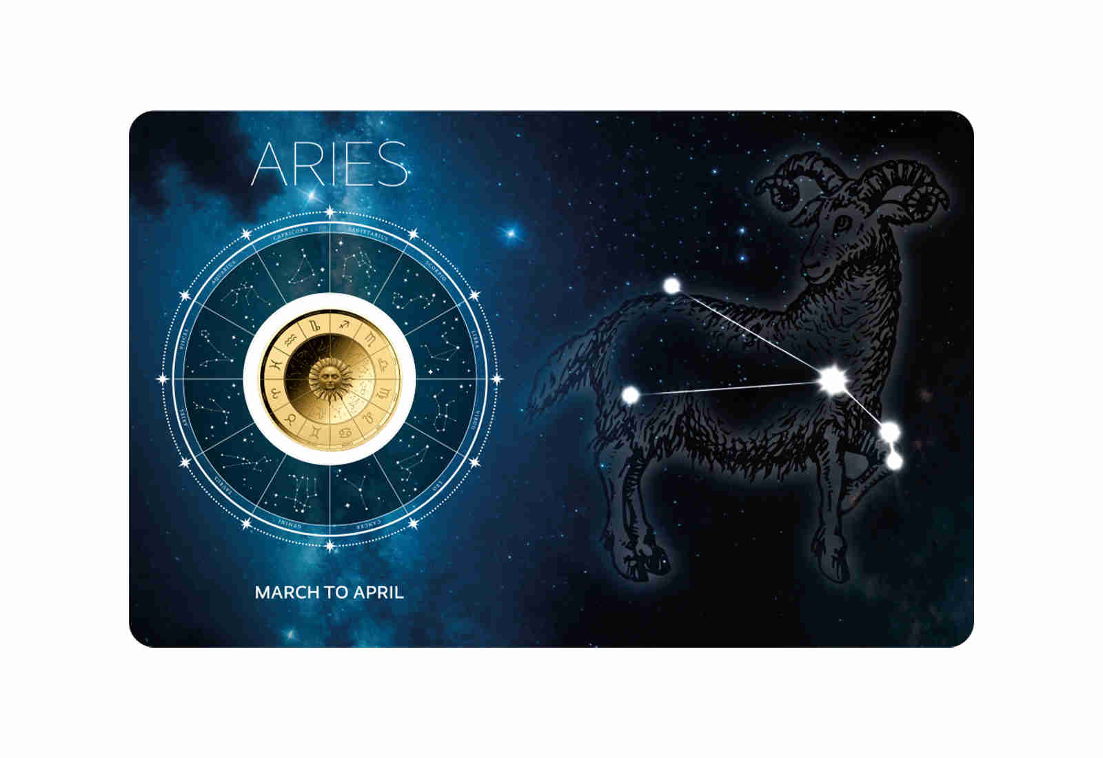 Goldmünze Sternzeichen Widder Coincard Feinheit 999/1000 Gold Geschenk