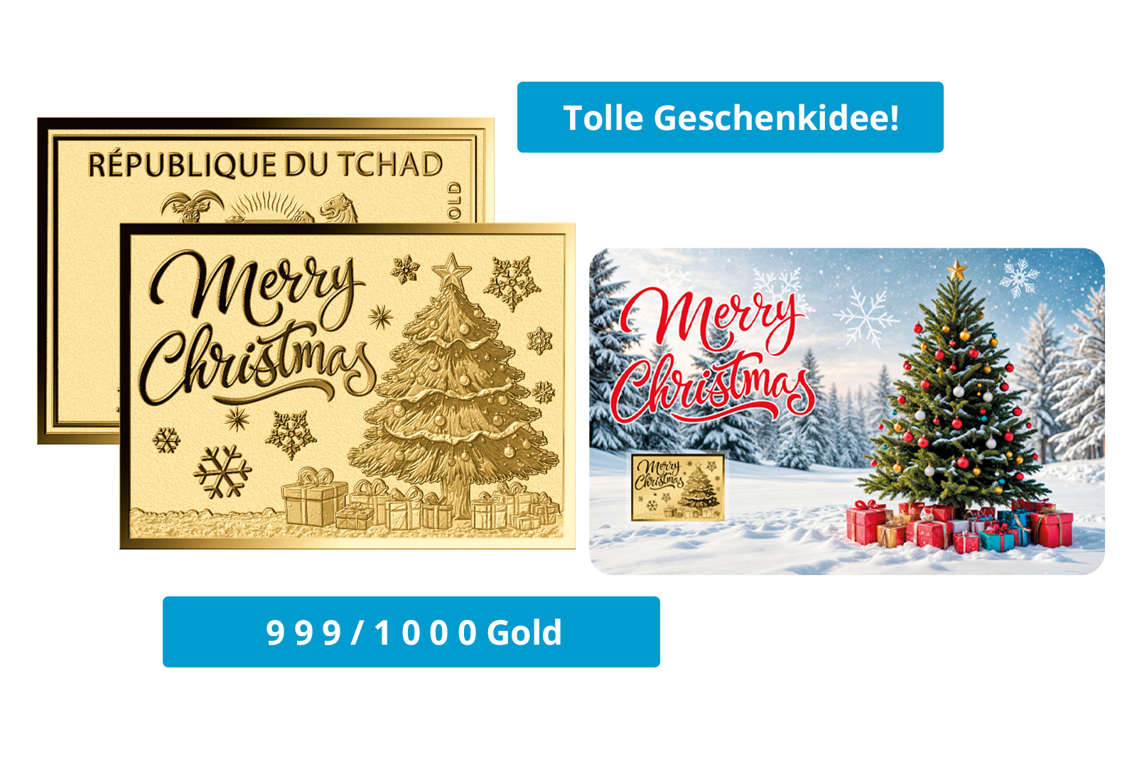 Goldmünze Motiv "Weihnachtsbaum" Coincard 999/1000 Gold Geschenk
