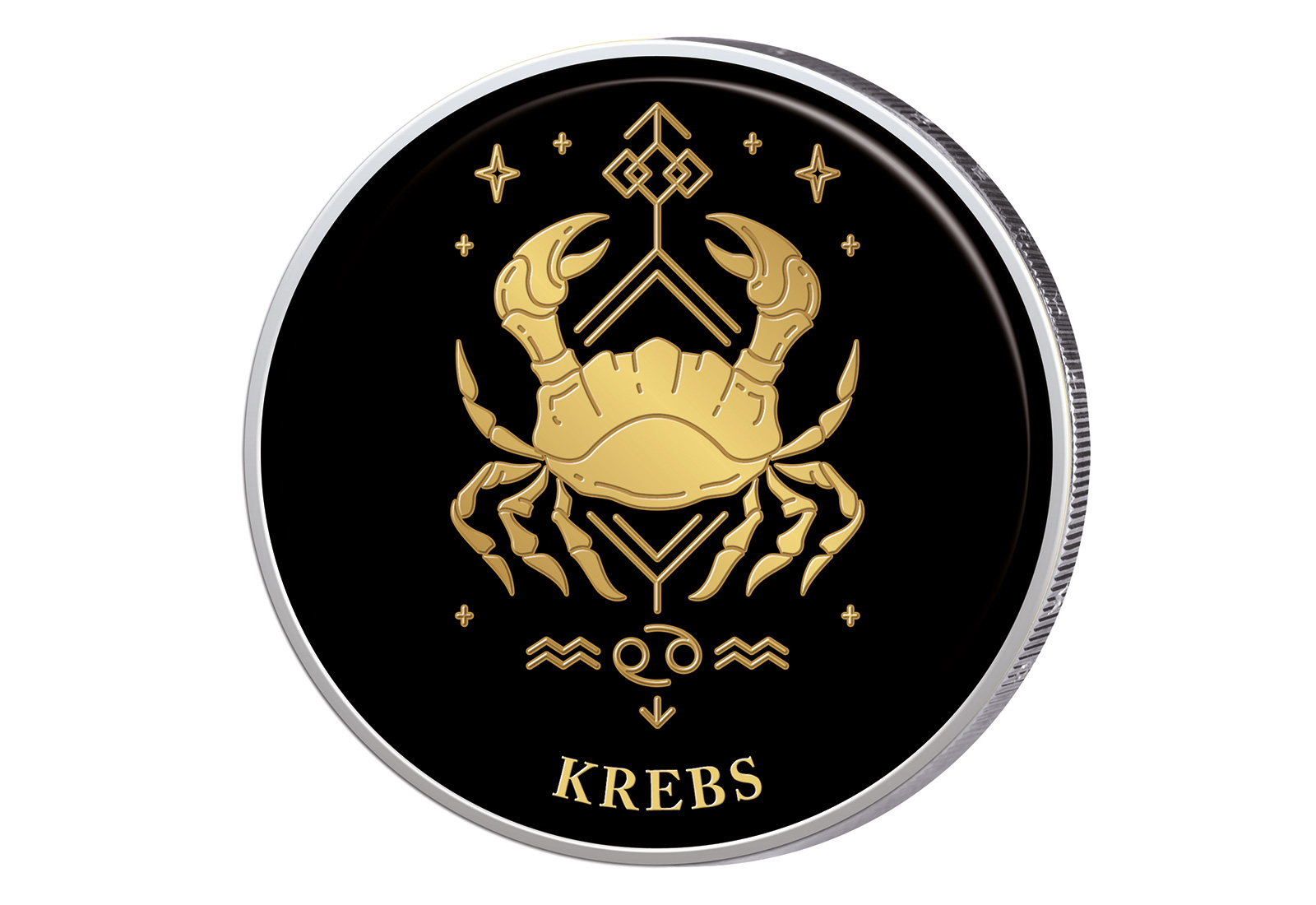 2 Euro mit Farbapplikation Sternzeichen Krebs