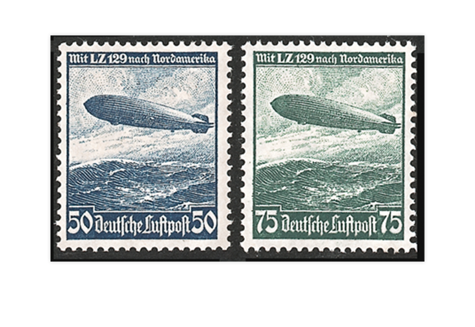 Briefmarken Deutsches Reich Zeppelin 1936 Michel-Nr. 606/07 Falz