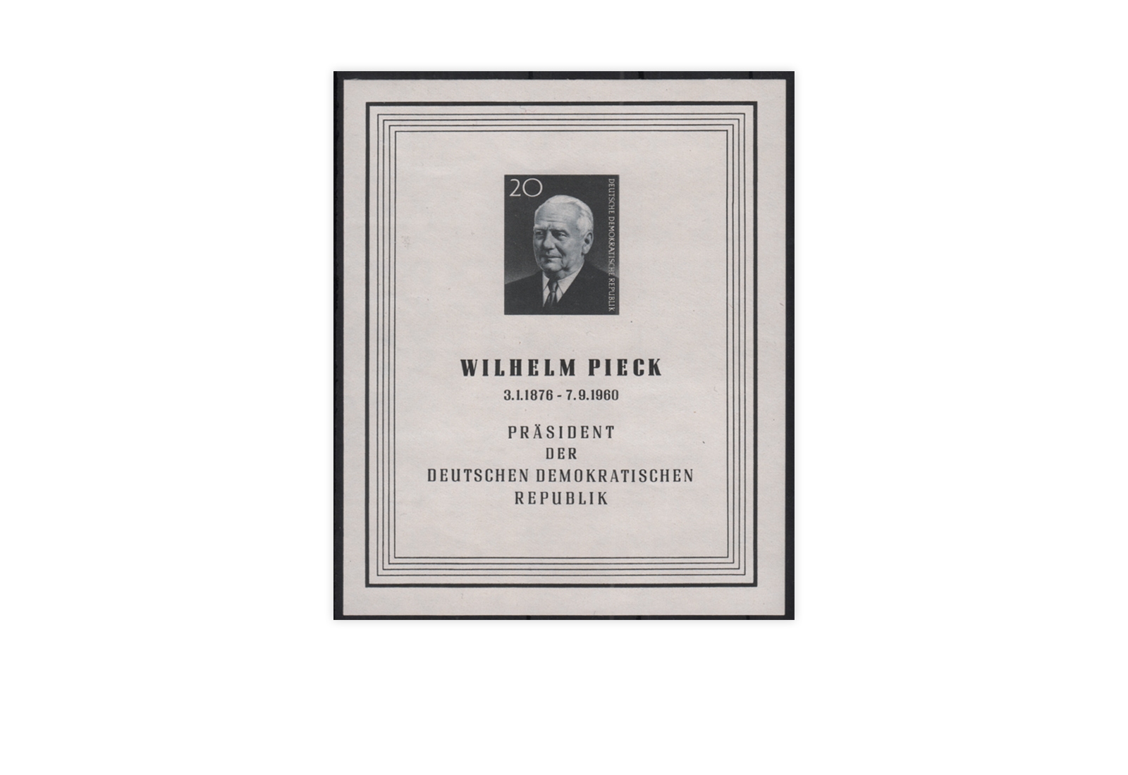 DDR Block 16 1960 Todestag Präsident W. Pieck postfrisch