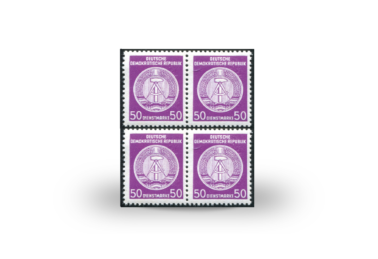 Briefmarke DDR Dienstmarken Viererblock mit Wasserzeichen Michel-Nr. D 26 X I postfrisch geprüft