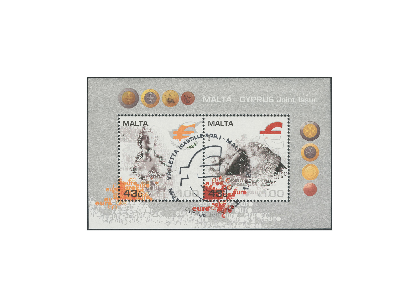 Briefmarken Blockausgabe Zypern Malta Cyprus Joint Issue 2008 Block 28 gestempelt