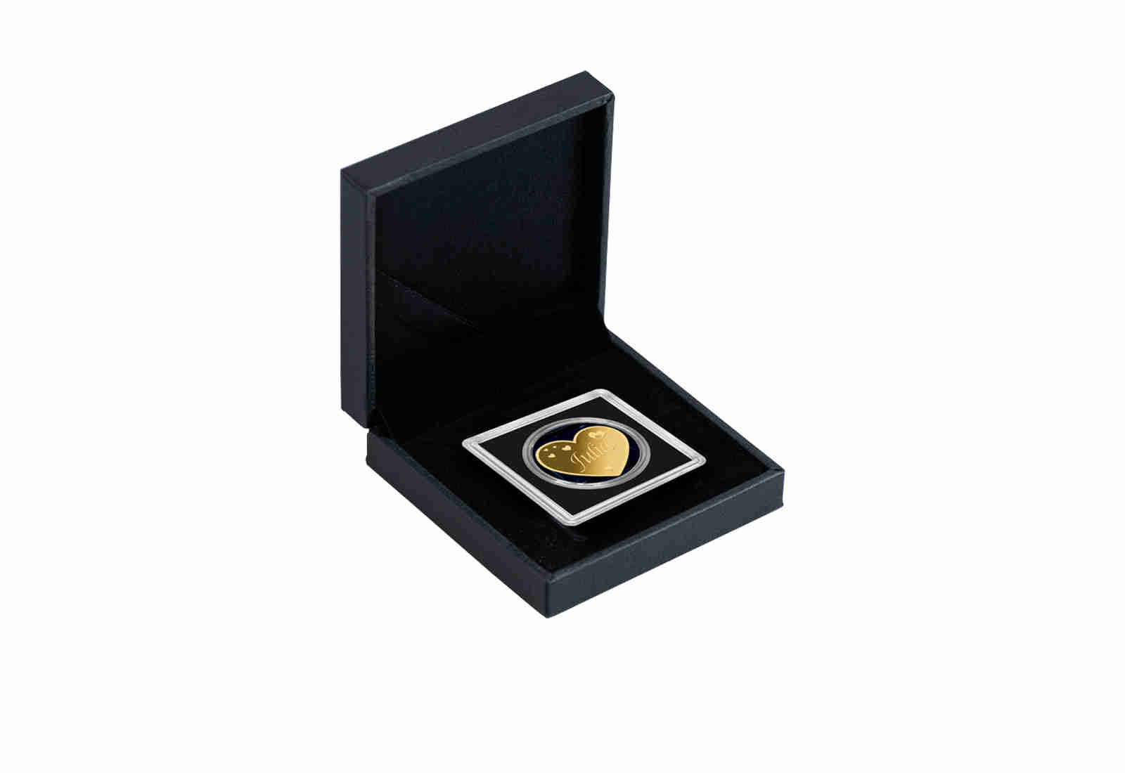 Goldmünze Motiv "Herz Julia" 999/1000 Gold im Geschenketui