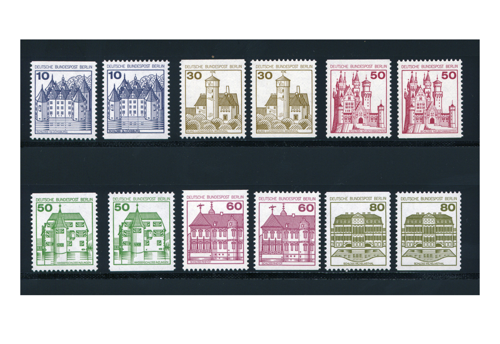 BRD Burgen + Schlösser, 21 Werte MiNr: ex 913-1143 ** PA