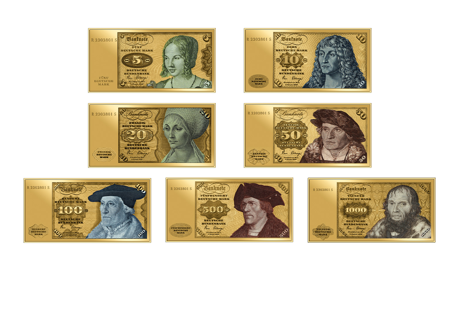 7er-Set DM Gold-Gedenkausgaben 999er Gold