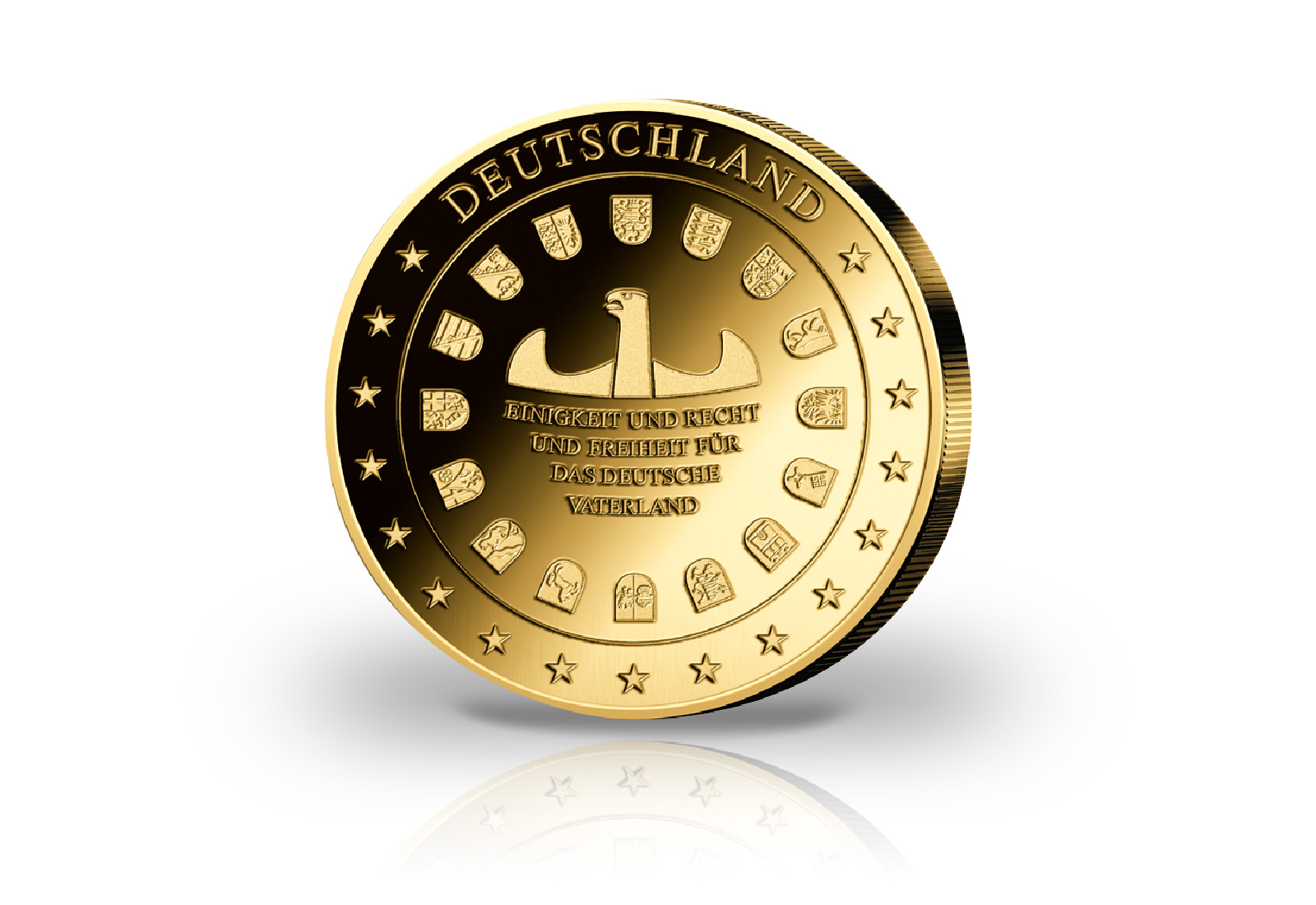 Gigantenprägung Deutschland Fußball Weltmeister 1954 mit 24 Karat Goldauflage