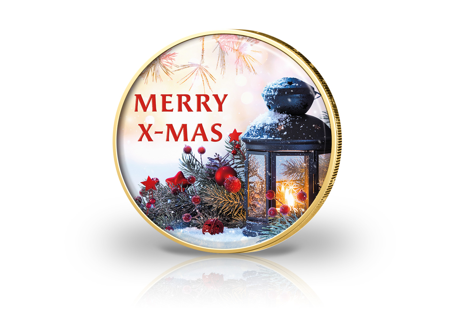 2 Euro vergoldet Weihnachten mit Farbmotiv