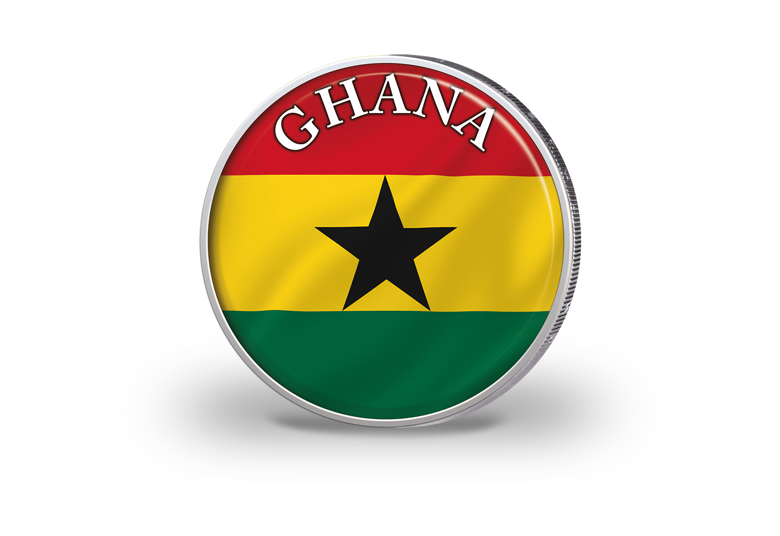 2 Euro vergoldet Ghana Flagge mit Farbmotiv