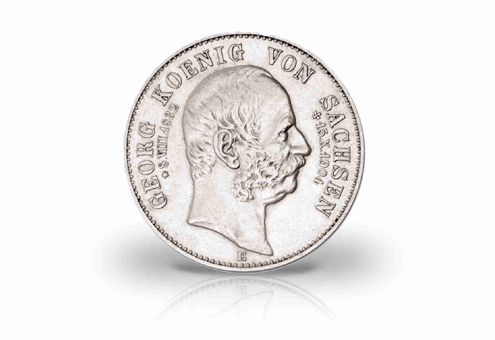 5 Mark 1904 Deutsches Kaiserreich Sachsen Tod König Georg Jaeger-Nr. 133