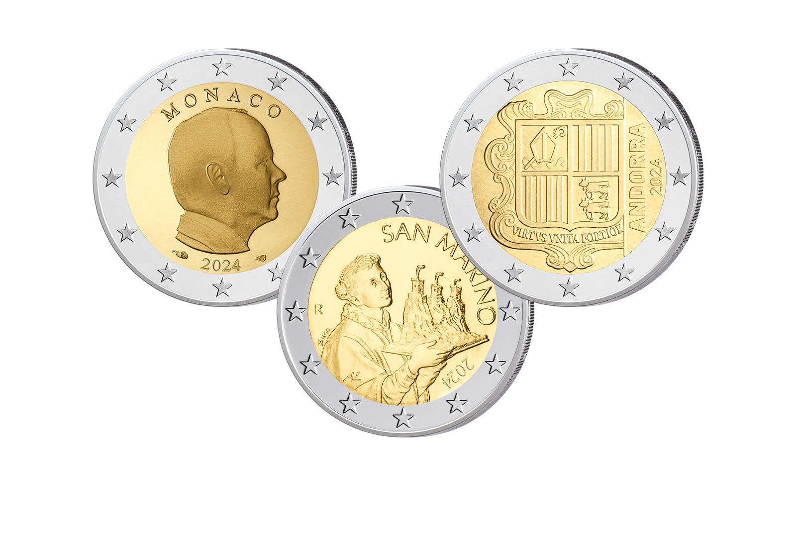 2 Euro Set der Superlative Monaco Andorra und San Marino