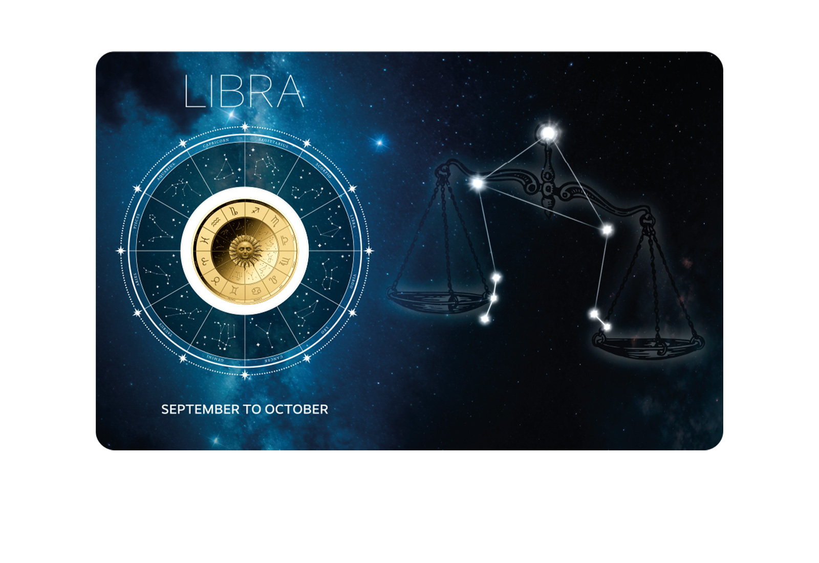 Goldmünze Sternzeichen Waage Coincard Feinheit 999/1000 Gold Geschenk