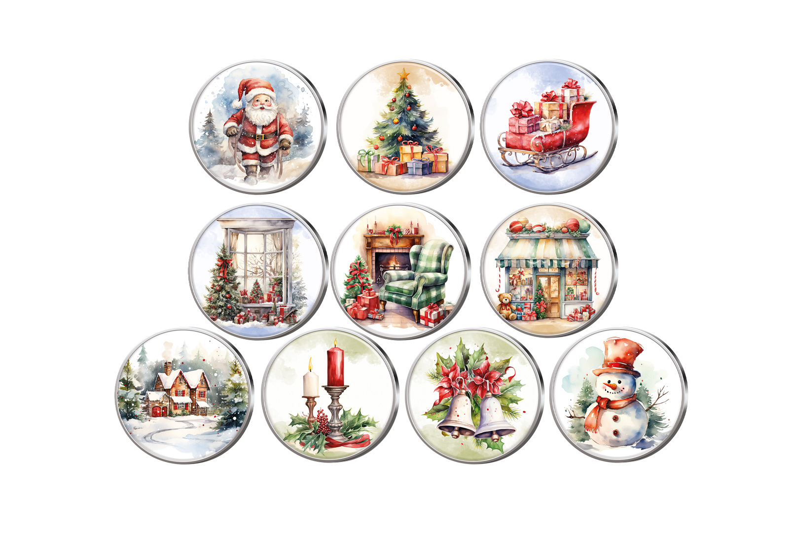 Weihnachten 10er Kollektion mit Farbmotiv im Etui inkl. Zertifikat