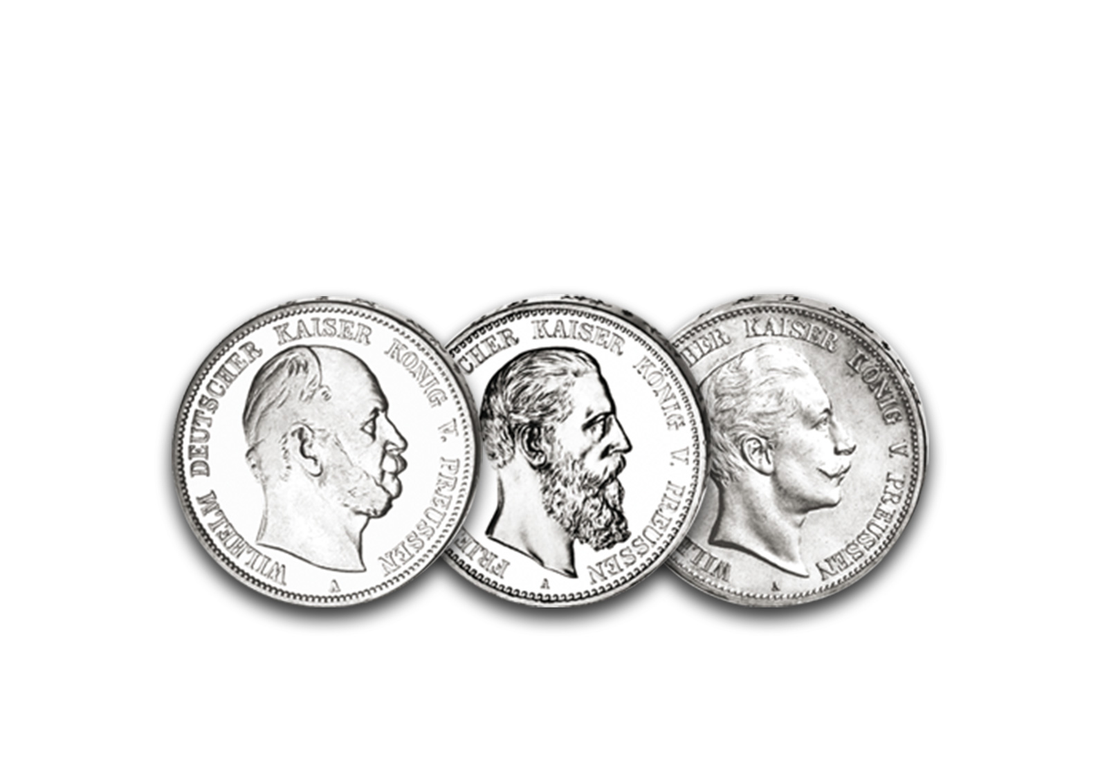 2 Mark Deutsches Kaiserreich Preußen Deutschlands Kaiser im Set Jaeger-Nr. 96, 98, 102