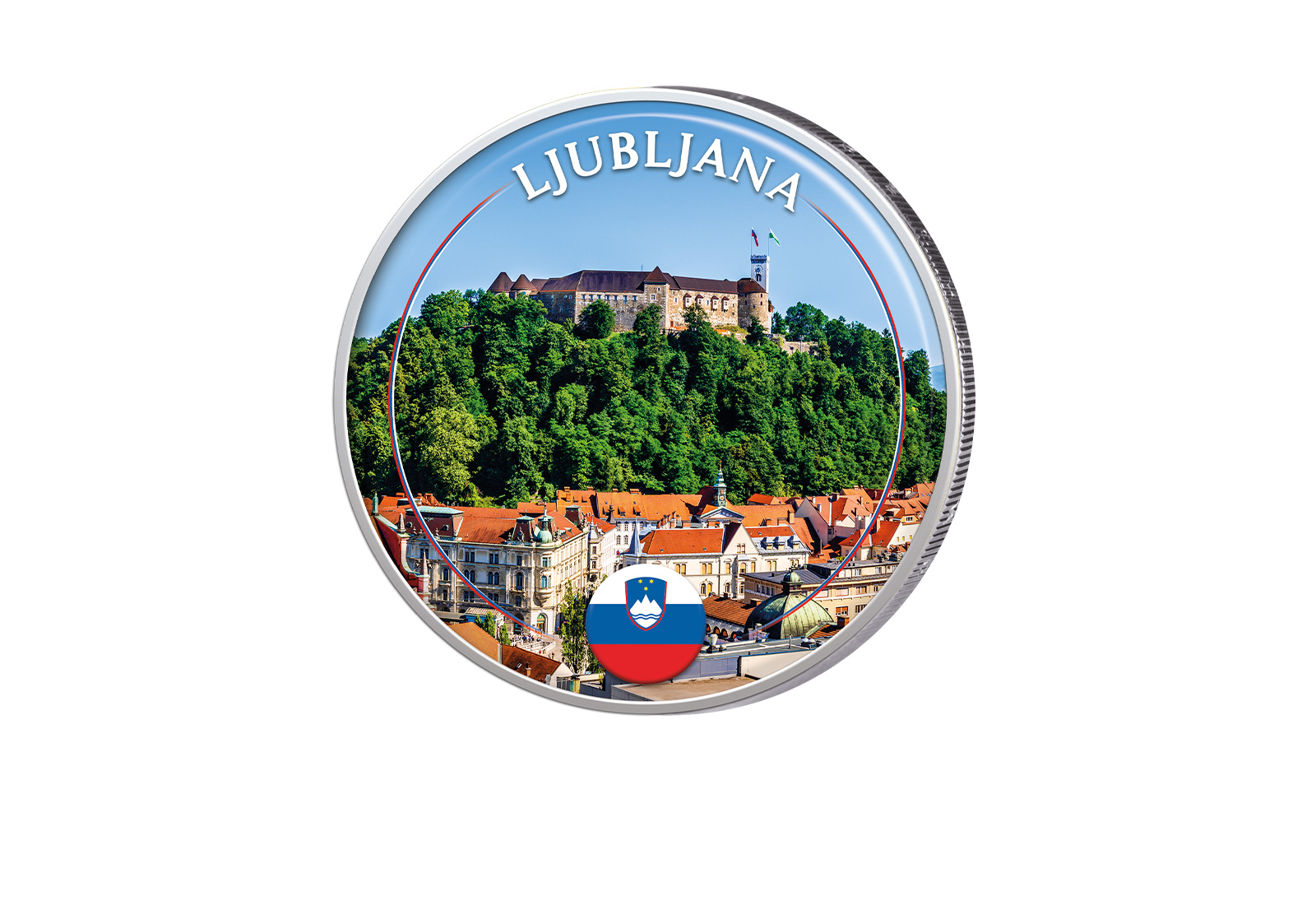 2 Euro mit Farbapplikation Ljubljana - Slowenien