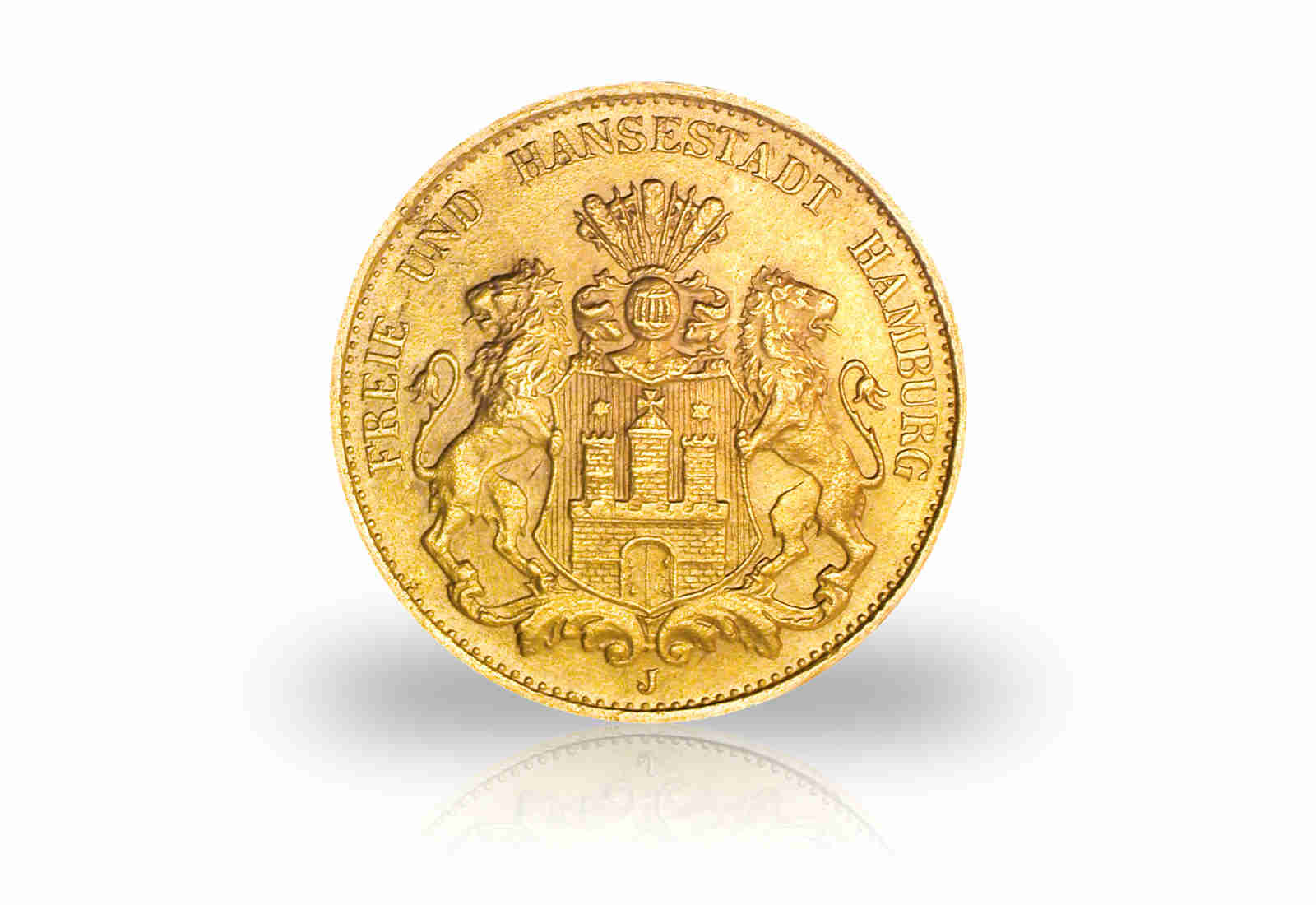 20 Mark Goldmünze 1875-1889 Kaiserreich Hamburger Wappen kleiner Adler Jaeger-Nr. 210